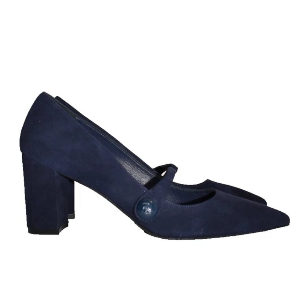 $550 STUART WEITZMAN SW 75 Pointed Toe Mary Jane Pump NICE BLUE 9.5 (PC3) - Picture 2 of 7